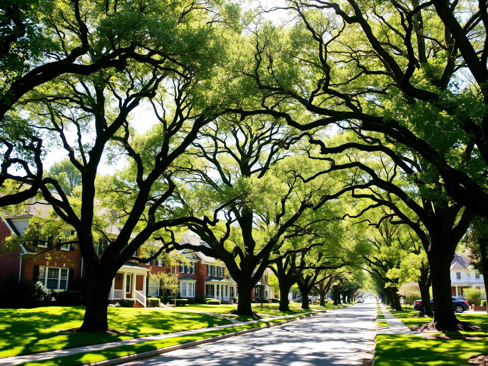 Tree-lined suburban street in Fairfax County, Virginia